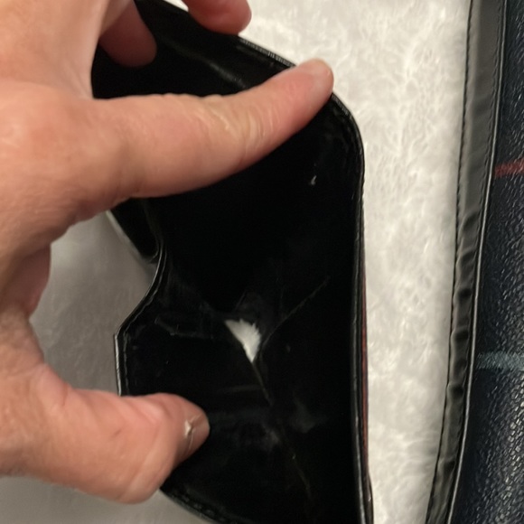 Authentic Vintage Burberrys Navy blue Plaid Leather Bucket bag with wallet - Picture 11 of 13